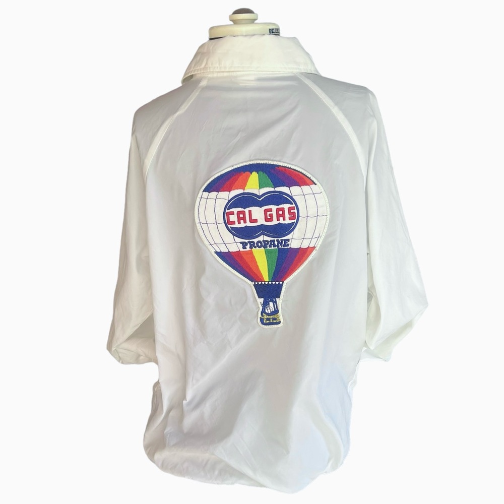 Vintage 70s  CAL GAS Propane Windbreaker Racing Jacket/swen on Rainbow Patch
